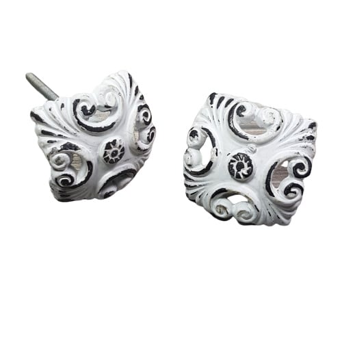 metalen knop vierkant wit