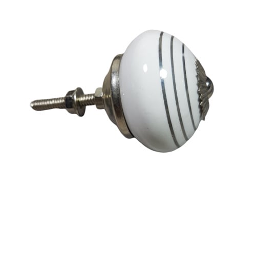 porseleinen knop twist zilver