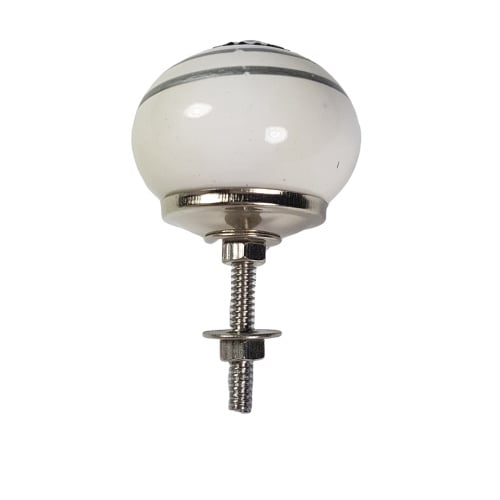 porseleinen knop TWIST wit-zilver