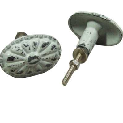 knop iron oval flower-gr