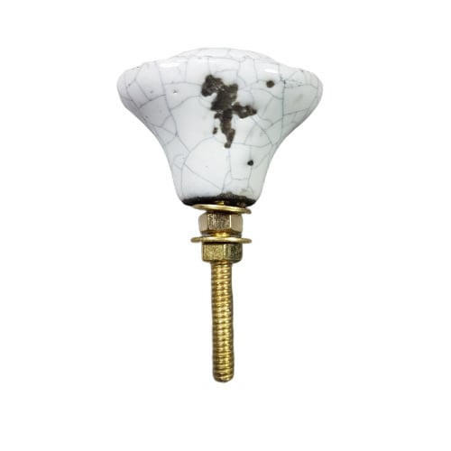 porseleinen knop SHABBY CHIC craquelé-wit