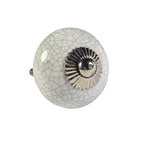 Porseleinen knop wit craquele 40 mm