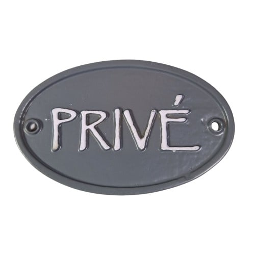Deurbordje PRIVE OVAAL-grijs NIEUW
