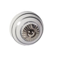 porseleinen knop TWIST wit-zilver