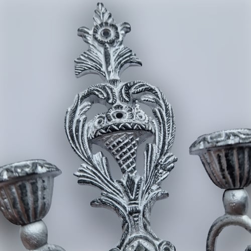 Wandkandelaar DAISY zilver antiek