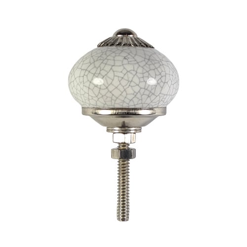 Porseleinen knop wit craquele 40 mm