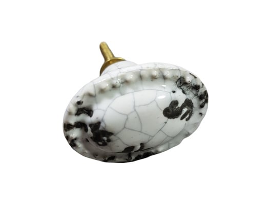 porseleinen knop SHABBY CHIC craquelé-wit