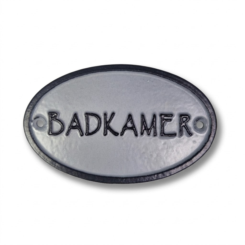 Deurbordje Badkamer grijs/zwart