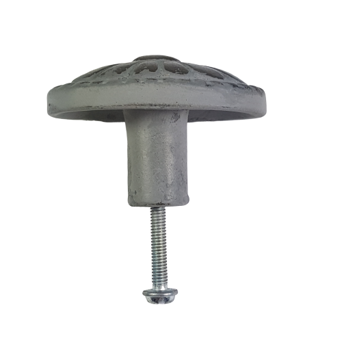 Metalen knop ovaal grijs