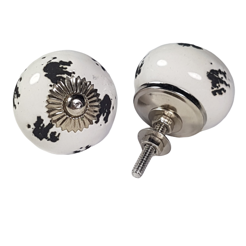 porseleinen knop SHABBY CHIC/rond-wit