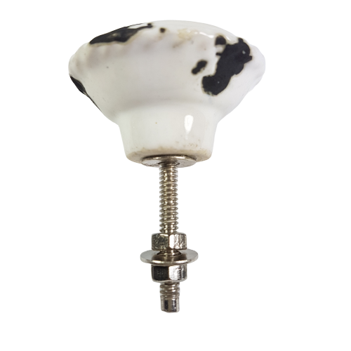 porseleinen knop SHABBY CHIC/rond-wit