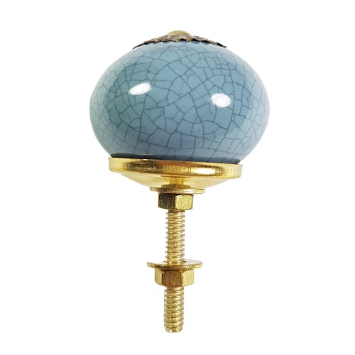 porseleinen knop rond craquele-grijs