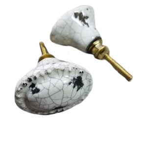 porseleinen knop SHABBY CHIC craquelé-wit