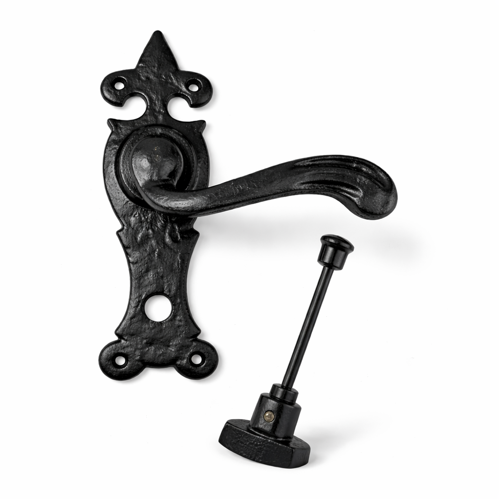 Deurklink zwart met wc slot, WWH 109/WCL