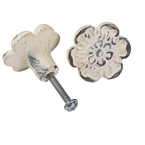 metalen deurknop bloem wit