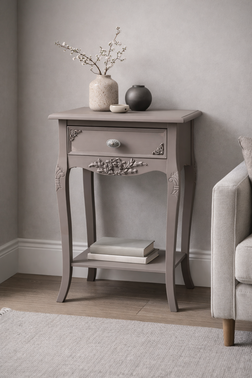 Brocante tafel, bijzet-tafel Dark Powder