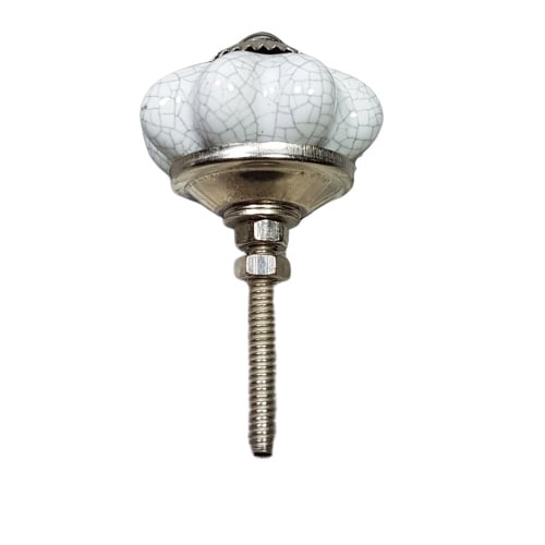 porseleinen knop ster craquelé wit