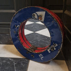 Vintage spiegel rond/blauw