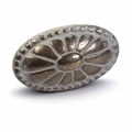 Metalen knop ovaal grijs