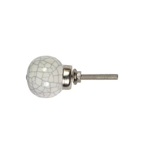 Brocante kastknop wit craquelé 25 mm