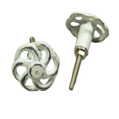 Metalen deurknop WHEELS/wit