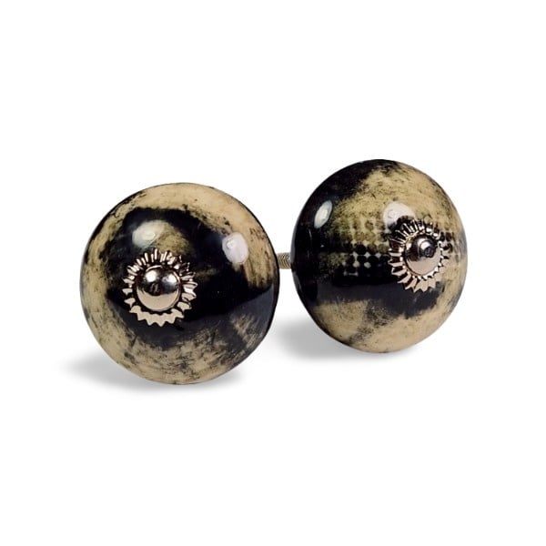 porseleinen knop MARMER/zwart wit