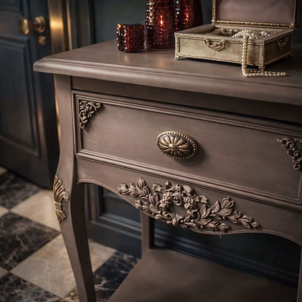 Brocante tafel, bijzet-tafel Dark Powder
