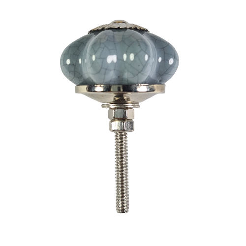 porseleinen knop craquelé grijs