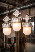 industriële hanglamp, fabriekslamp zilver/grijs