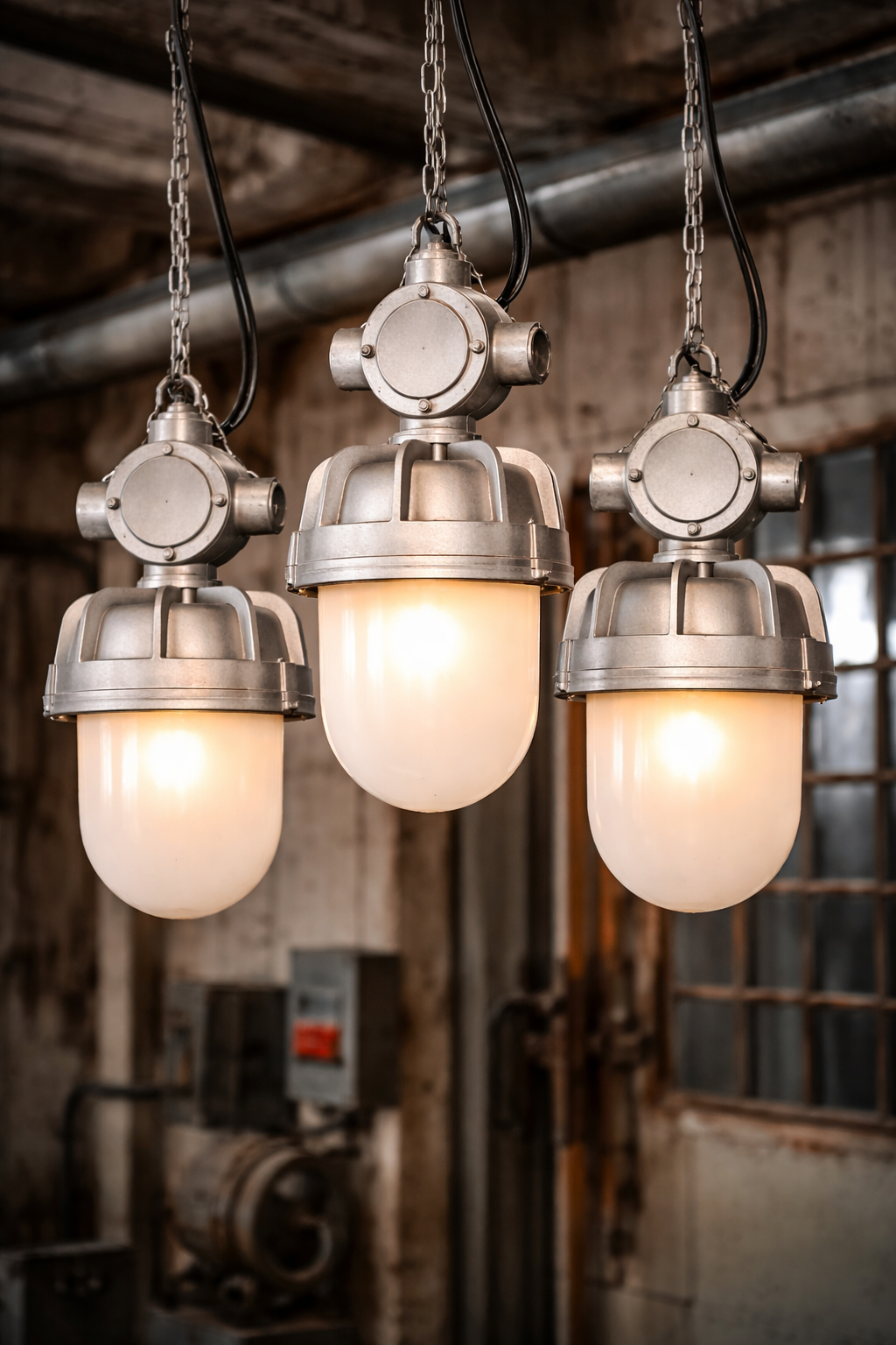 industriële hanglamp, fabriekslamp zilver/grijs