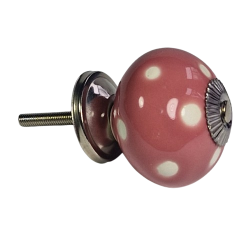porseleinen knop DOTS roze