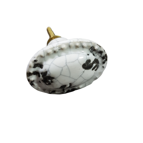 porseleinen knop SHABBY CHIC craquelé-wit