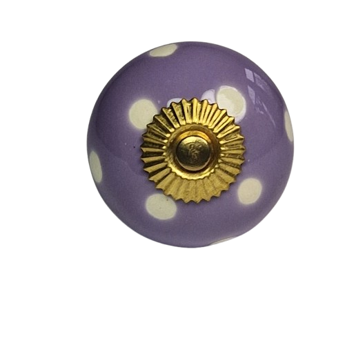 Porseleinen knop stip-Lila