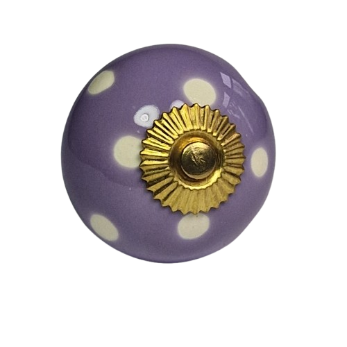 Porseleinen knop stip-Lila