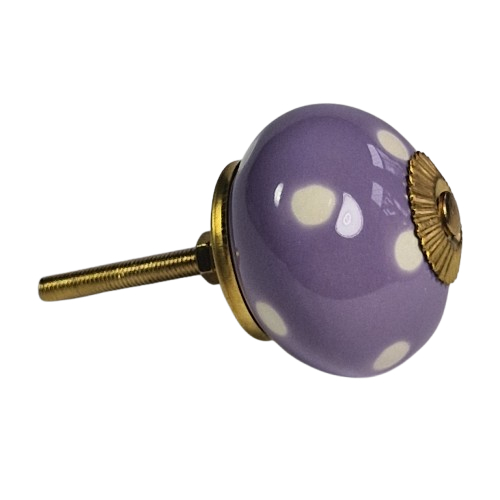 Porseleinen knop stip-Lila