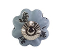 porseleinen deurknop grijs shabby chic-bloem