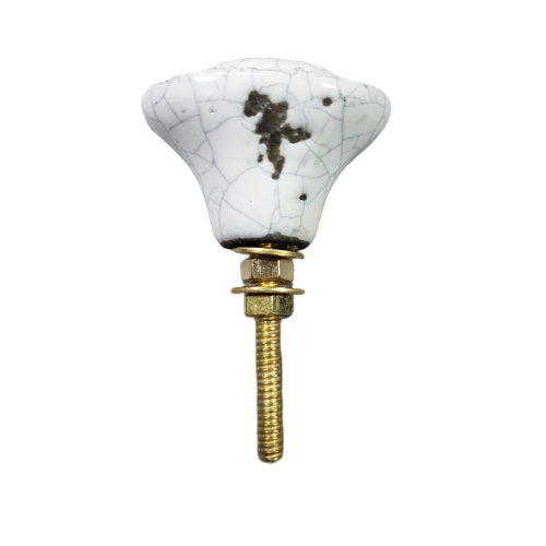 porseleinen knop SHABBY CHIC craquelé-wit