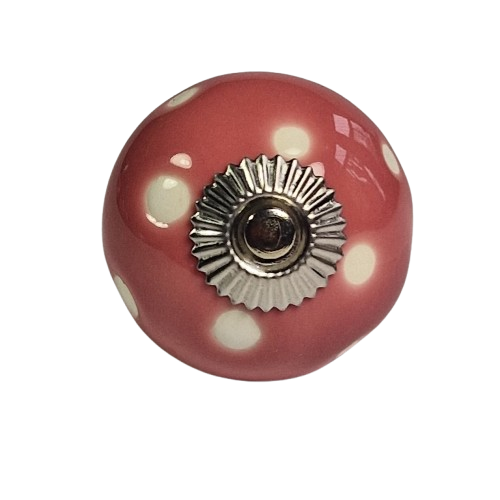 porseleinen knop DOTS roze