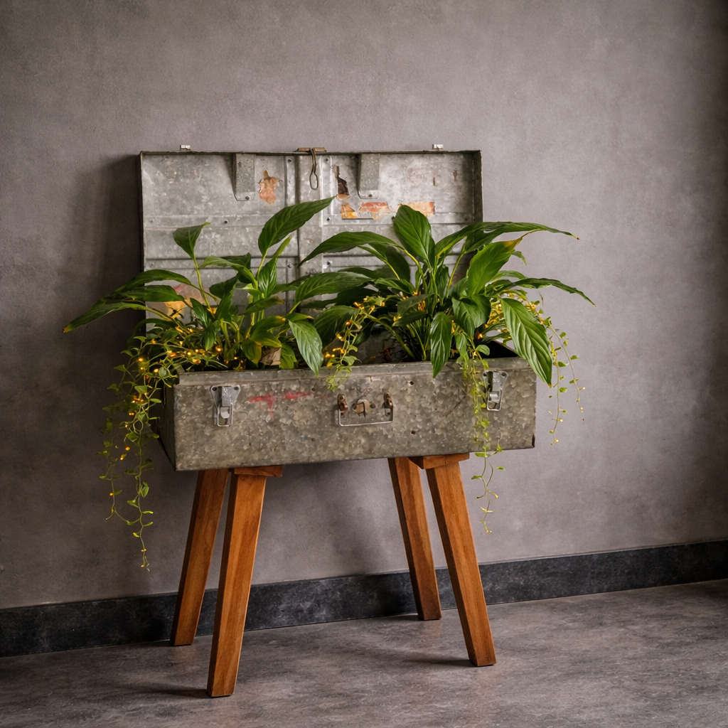 Vintage tafelbijzettafel koffer