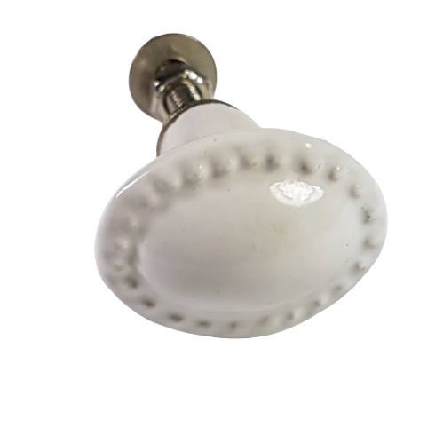 Porseleinen knop OVAAL/wit-small