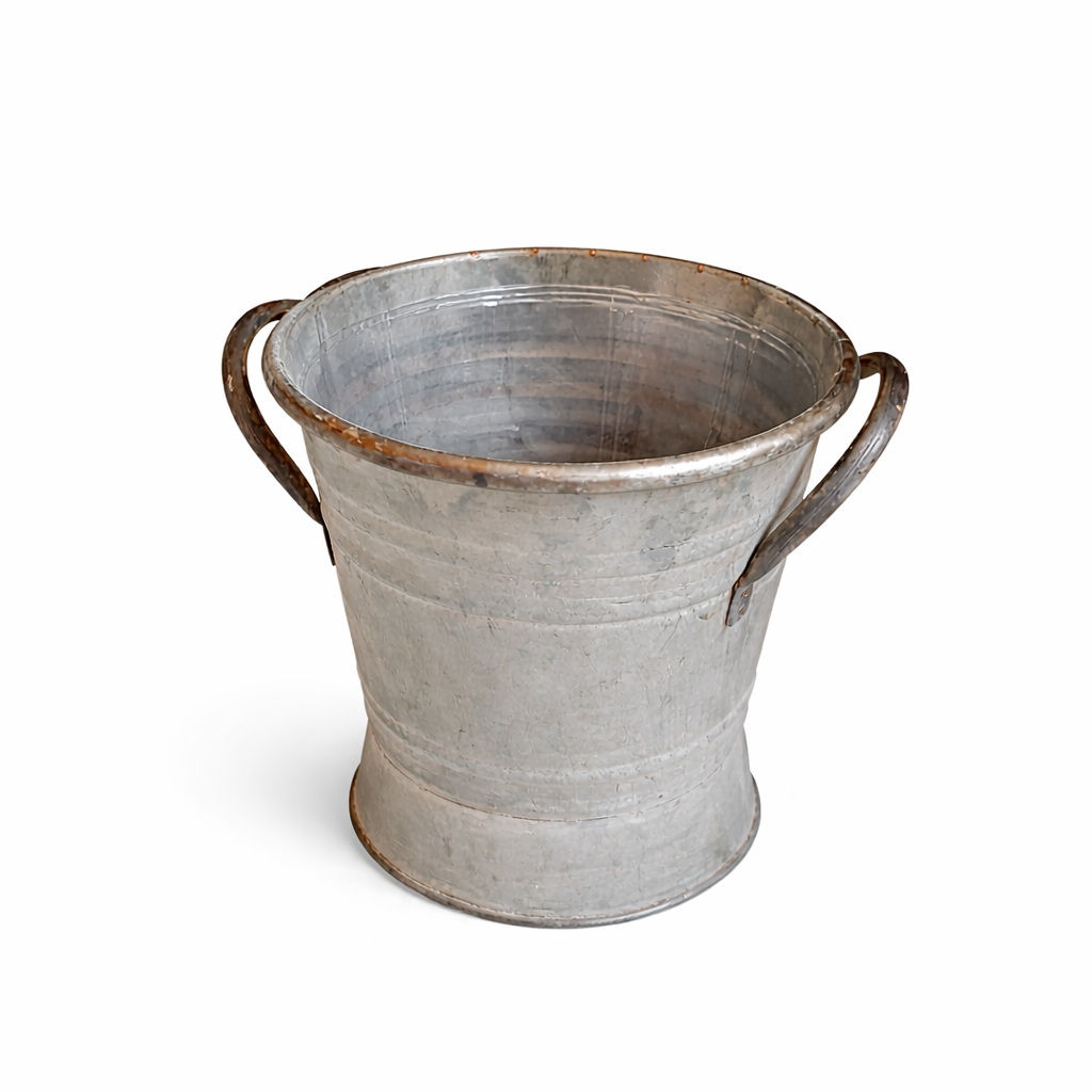 Zinken emmertje (met houten toiletborstel)